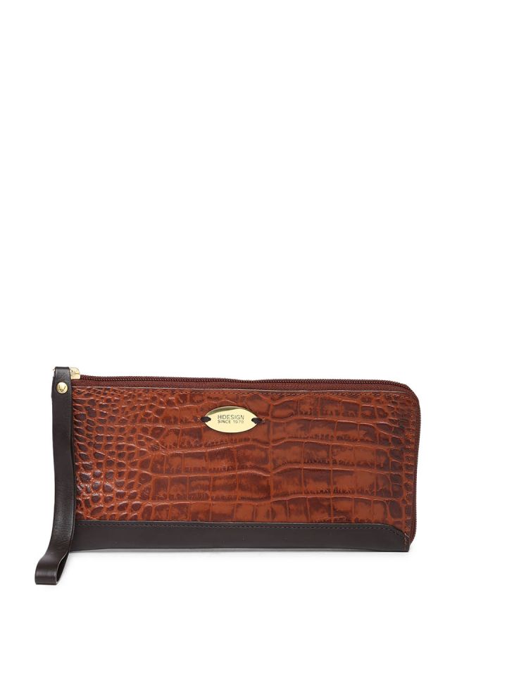 Buy Hidesign Women Brown Leather Textured Zip Around Wallet
