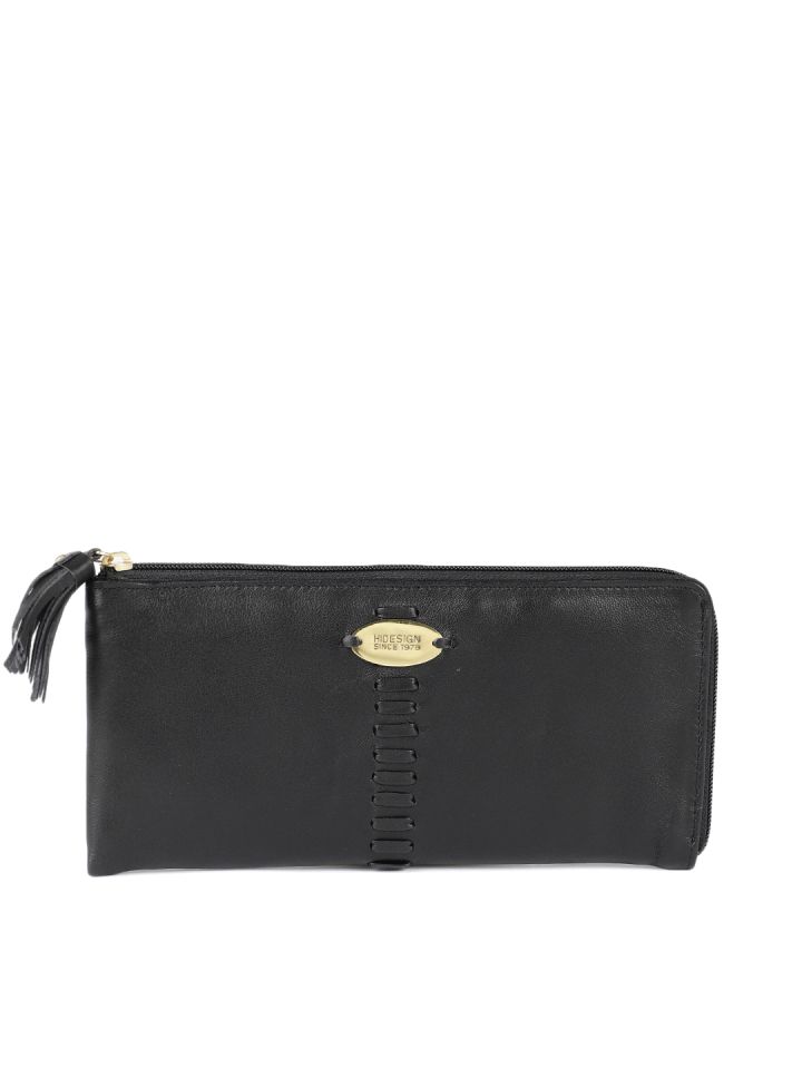 Buy Hidesign Women Leather Black Solid Zip Around Wallet Wallets