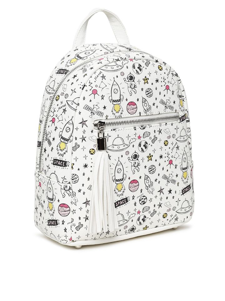 Ginger by Lifestyle Women Black White Graphic Printed Backpack