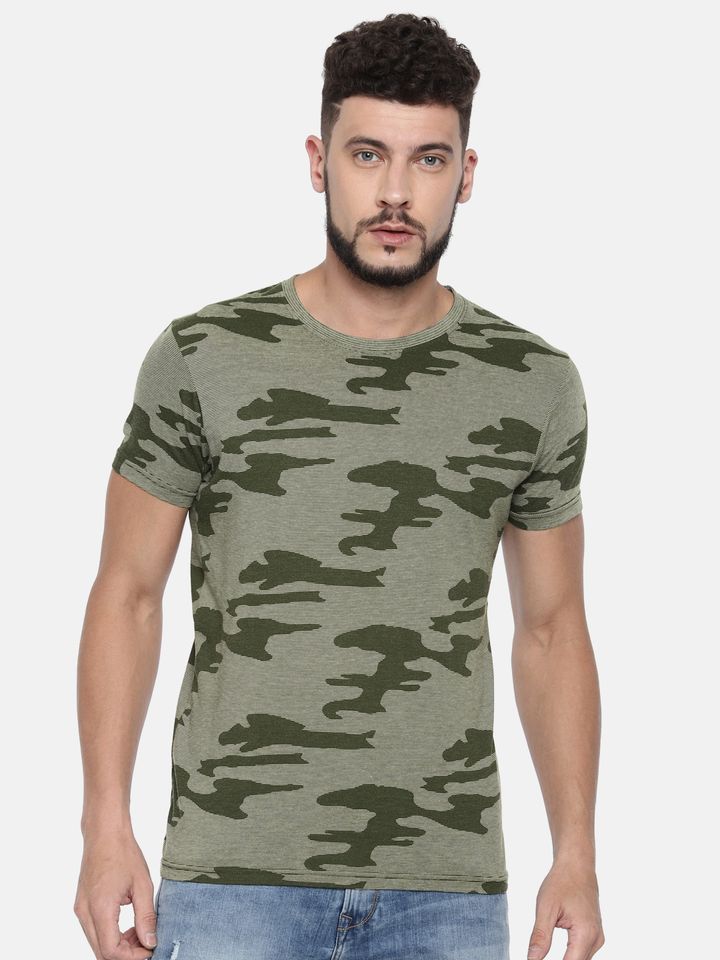 Buy Pepe Jeans Men Olive Green Printed 