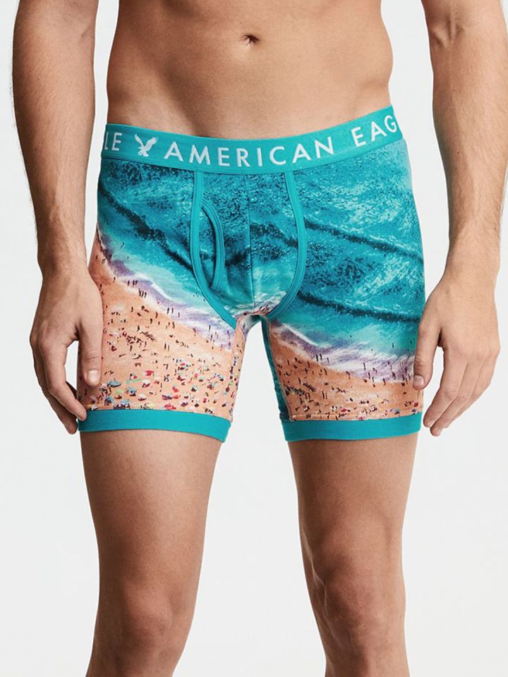 AMERICAN EAGLE OUTFITTERS Men Sea Green & Beige Printed Briefs 4455
