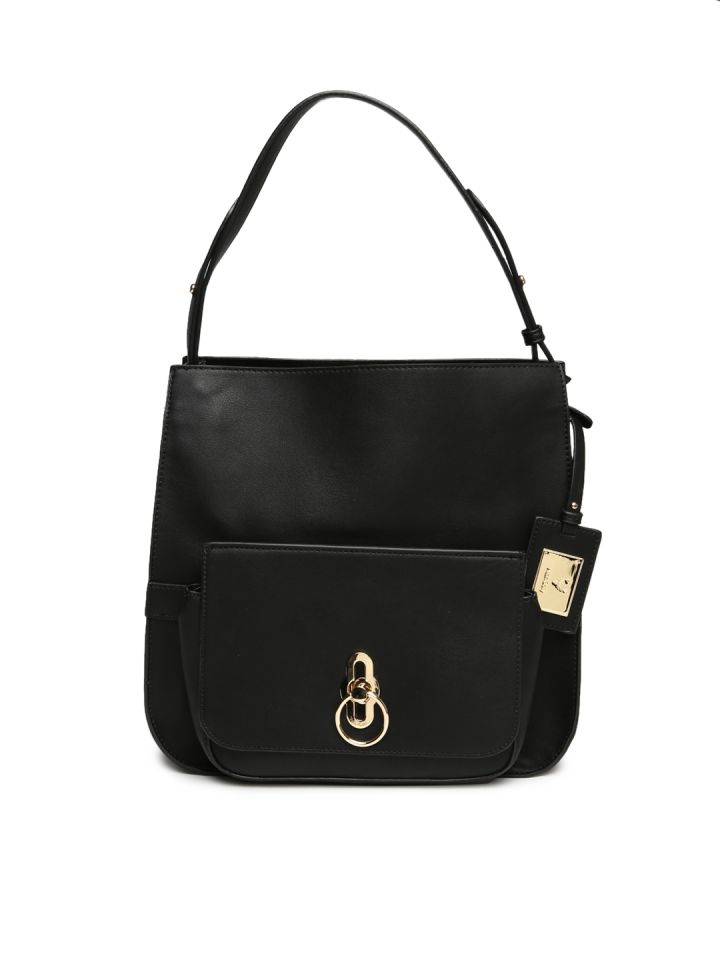 allen solly black solid handheld bag