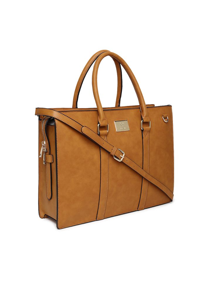 Allen solly tan solid outlet handheld bag