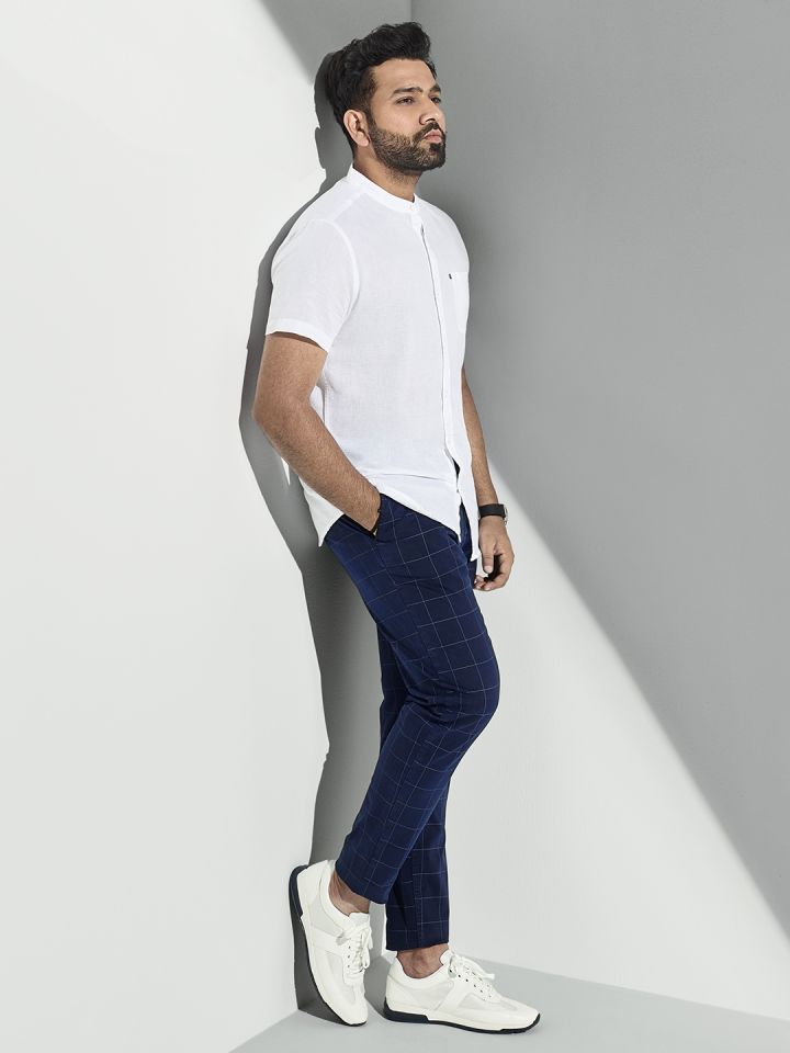 Buy Highlander By Rohit Sharma Men Navy Blue Slim Fit Checked Chinos Trousers For Men 8375547 Myntra Rohit zinjurke rohit zinjurke new video rohit zinjurke tiktok video rohittt09. highlander by rohit sharma men navy blue slim fit checked chinos