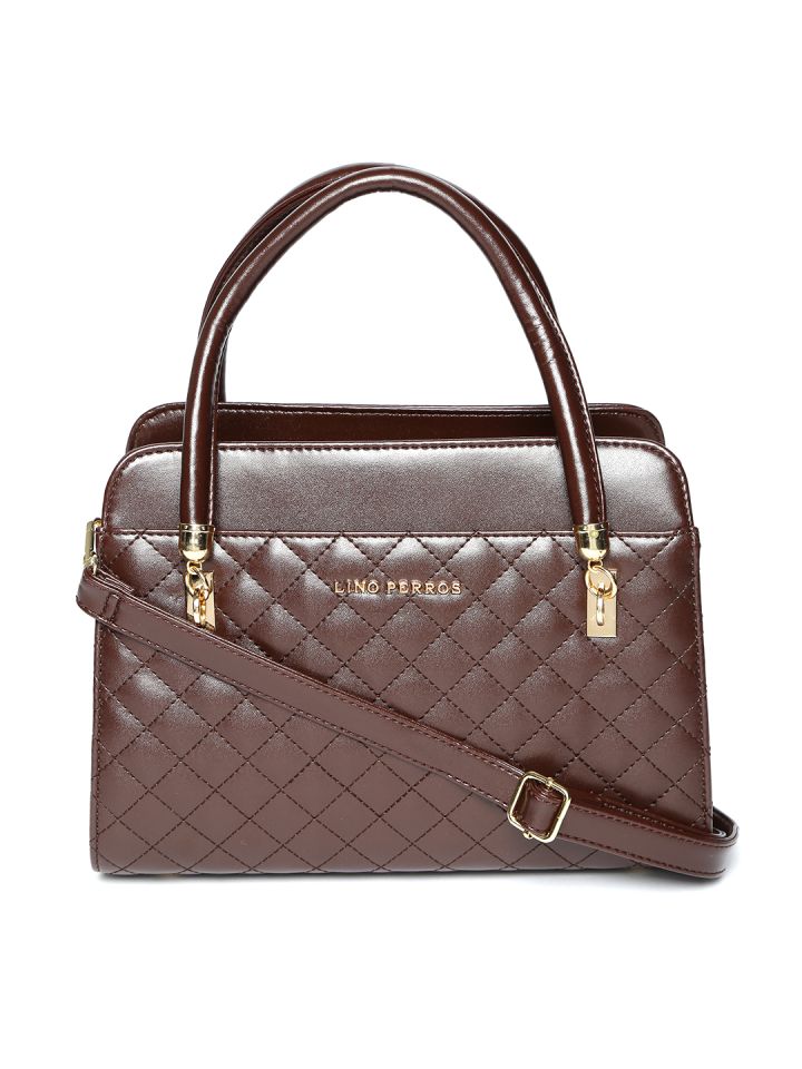 Buy Lino Perros Coffee Brown Quilted Handheld Bag With Detachable