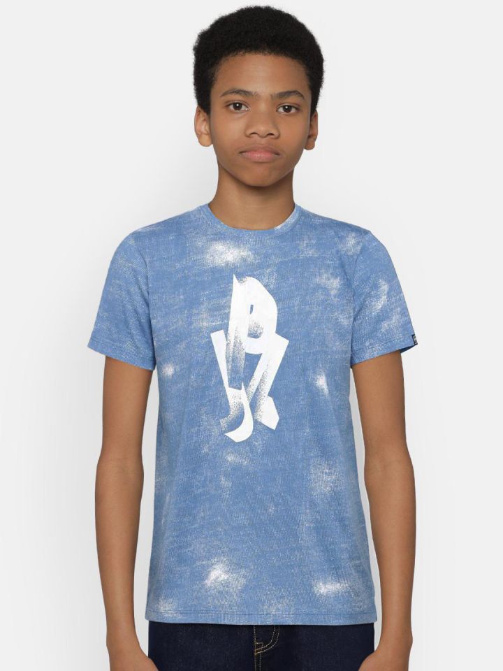 Buy Pepe Shirt Jeans Boys Neck Printed T Myntra Round for Tshirts Blue Boys | 8378669 