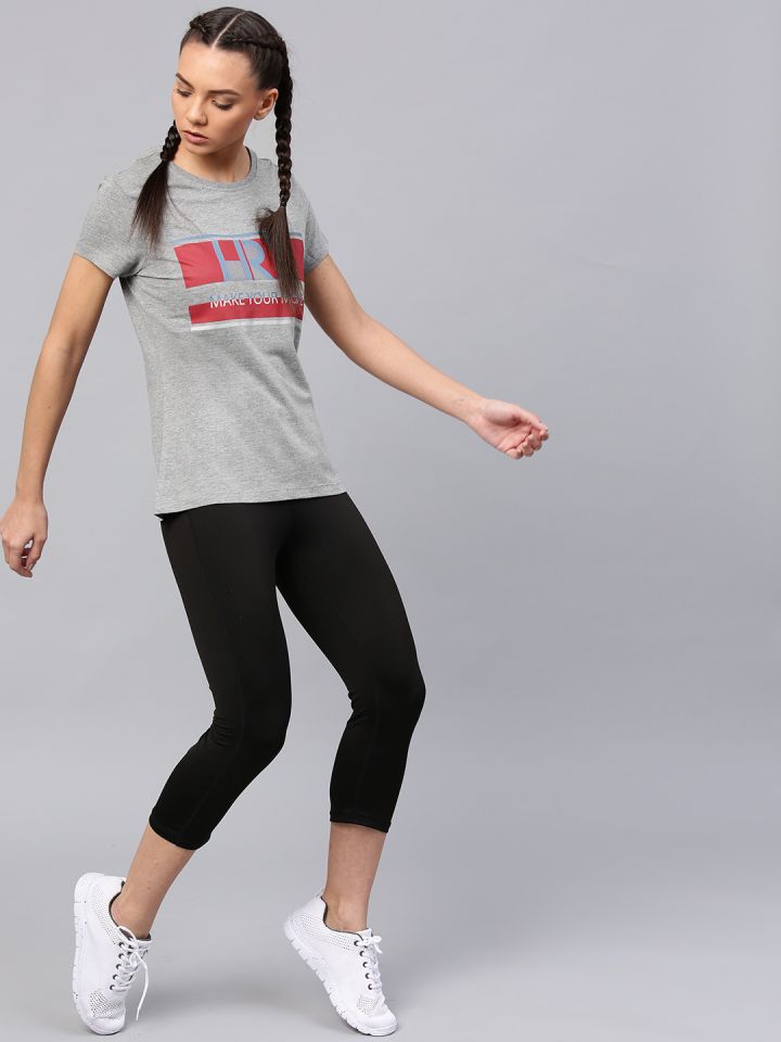 Buy HRX By Hrithik Roshan Women Grey & White Printed Running