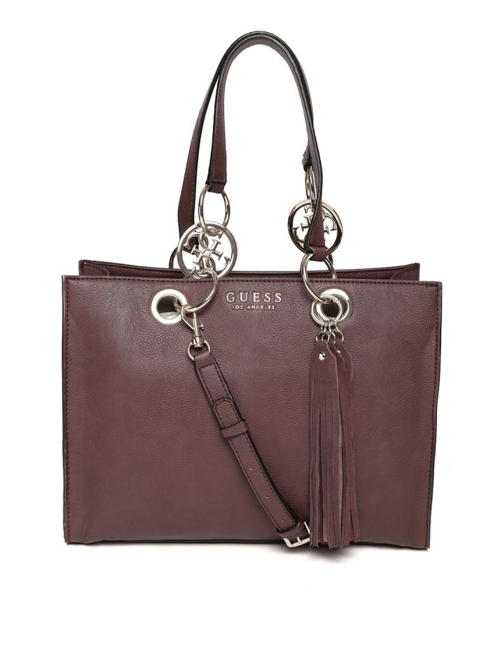 Buy GUESS Burgundy Solid Shoulder Bag With Detachable Sling Strap