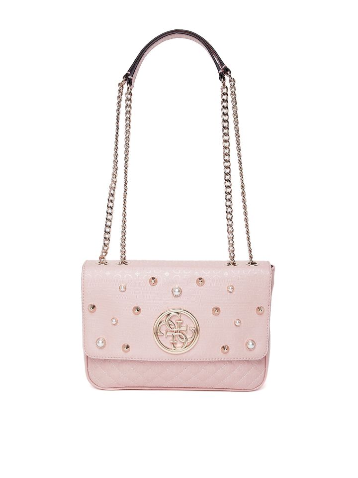 Buy GUESS Peach Coloured Quilted Textured Shoulder Bag