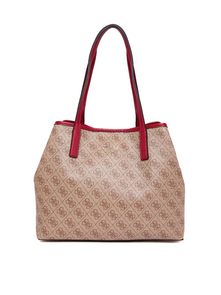 GUESS Brown Maroon Printed Shoulder Bag