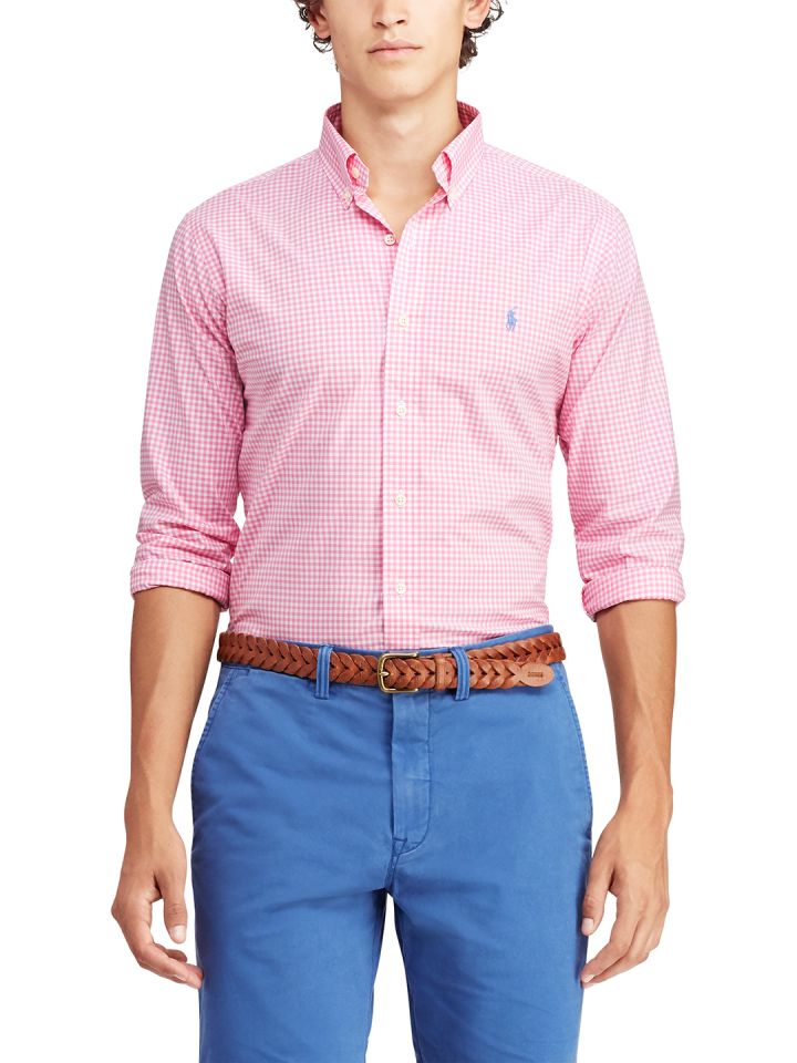 polo ralph lauren slim fit gingham poplin shirt