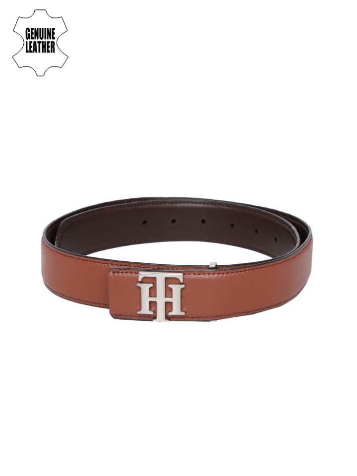 Buy Tommy Hilfiger Men Camel Brown Solid Leather Belt Belts for