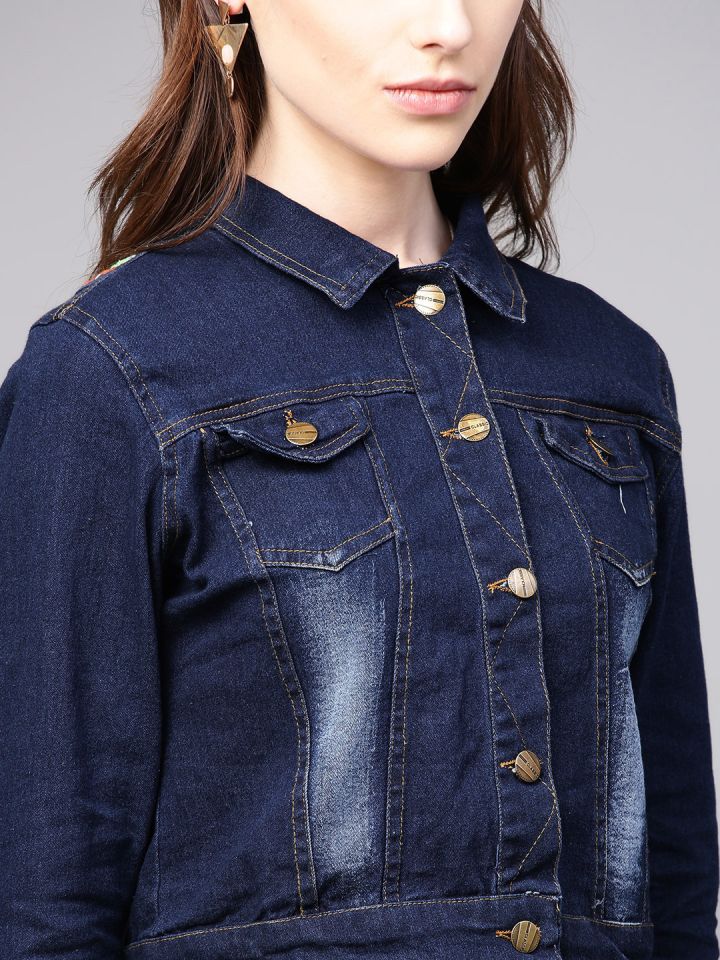 Dark blue ladies hot sale denim jacket