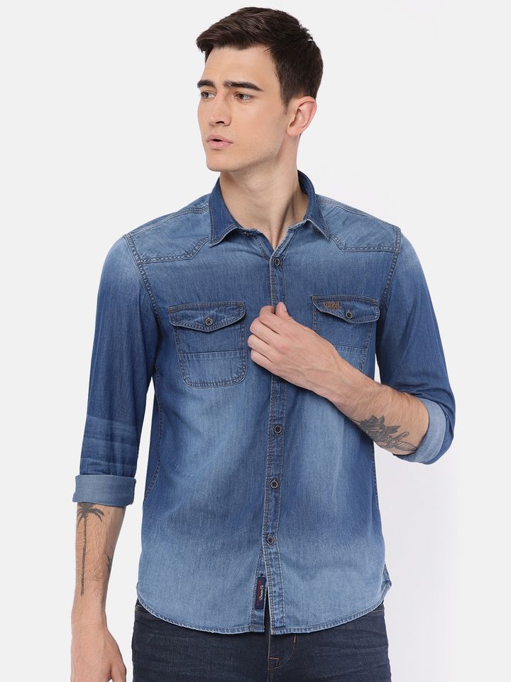 denim polo for men
