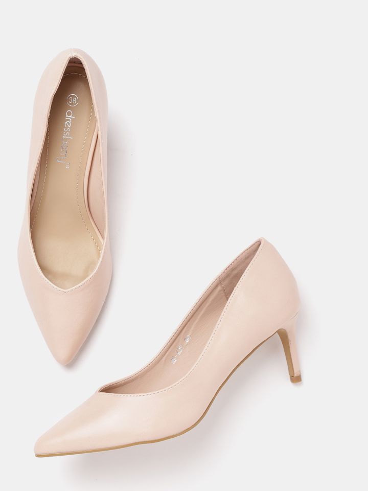 DressBerry Women Peach Coloured Solid Pumps