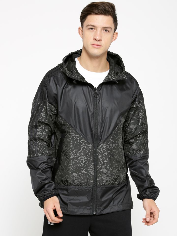 Buy ADIDAS Originals Men Black Grey Windbreaker AOP