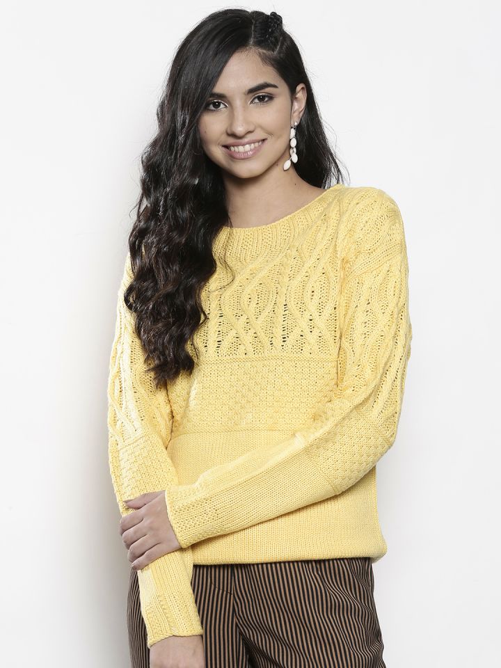 Buy DOROTHY PERKINS Women Yellow Cable Knitted Pullover Sweaters