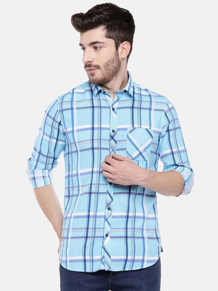 Buy Killer Men Blue Slim Fit Checked 