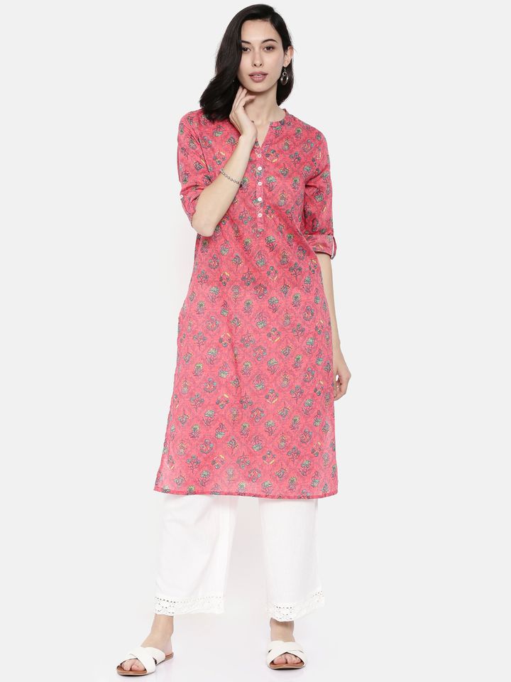 Melange printed straight kurta clearance