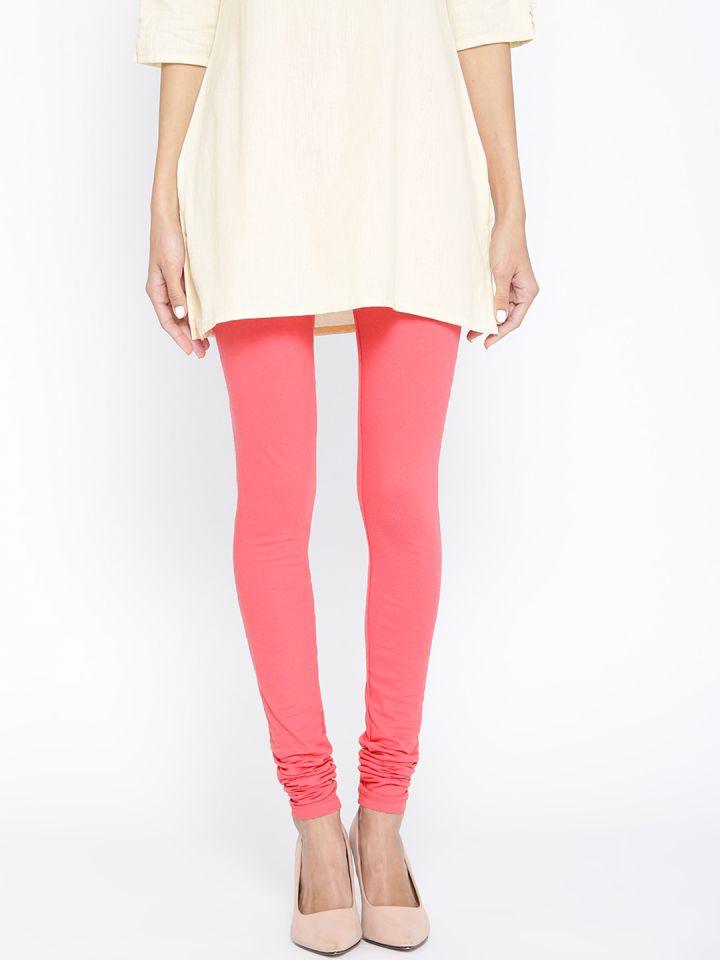 Buy AURELIA Women Pink Solid Churidar Leggings - Leggings for Women  11490580