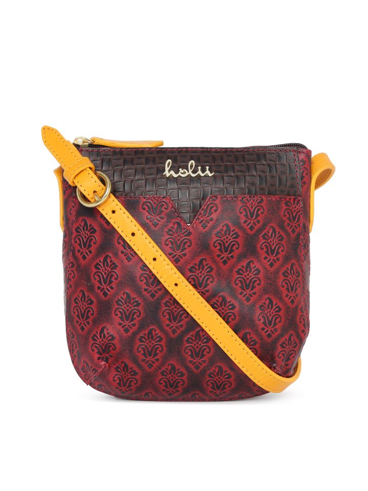 Buy Holii Red Black Textured Colourblocked Leather Nicky 03