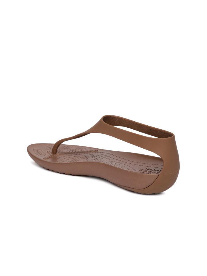 Crocs Women Brown Solid T Strap Flats
