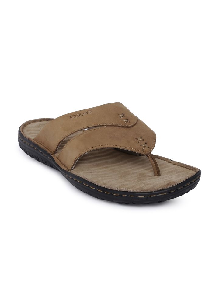Buy Woodland Men Khaki Leather Sandals 