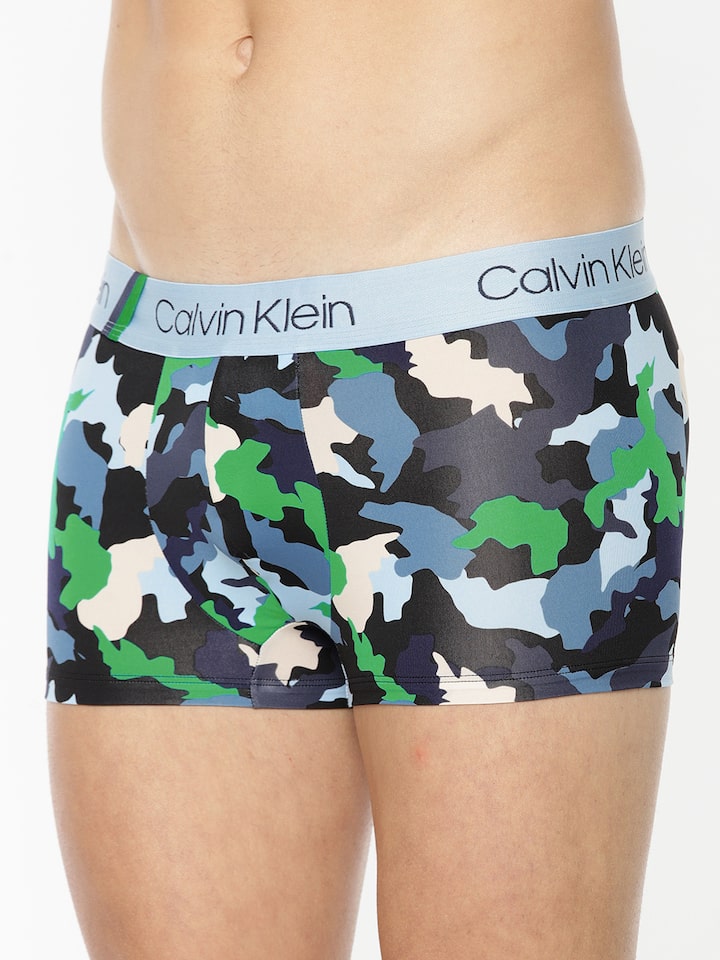 Buy Calvin Klein Underwear Men Navy Blue & Green Printed Trunk