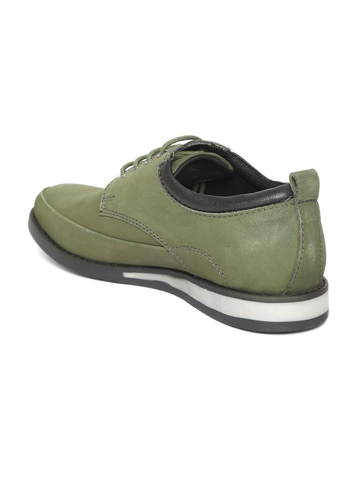 Red Chief Men Olive Green Leather Derbys