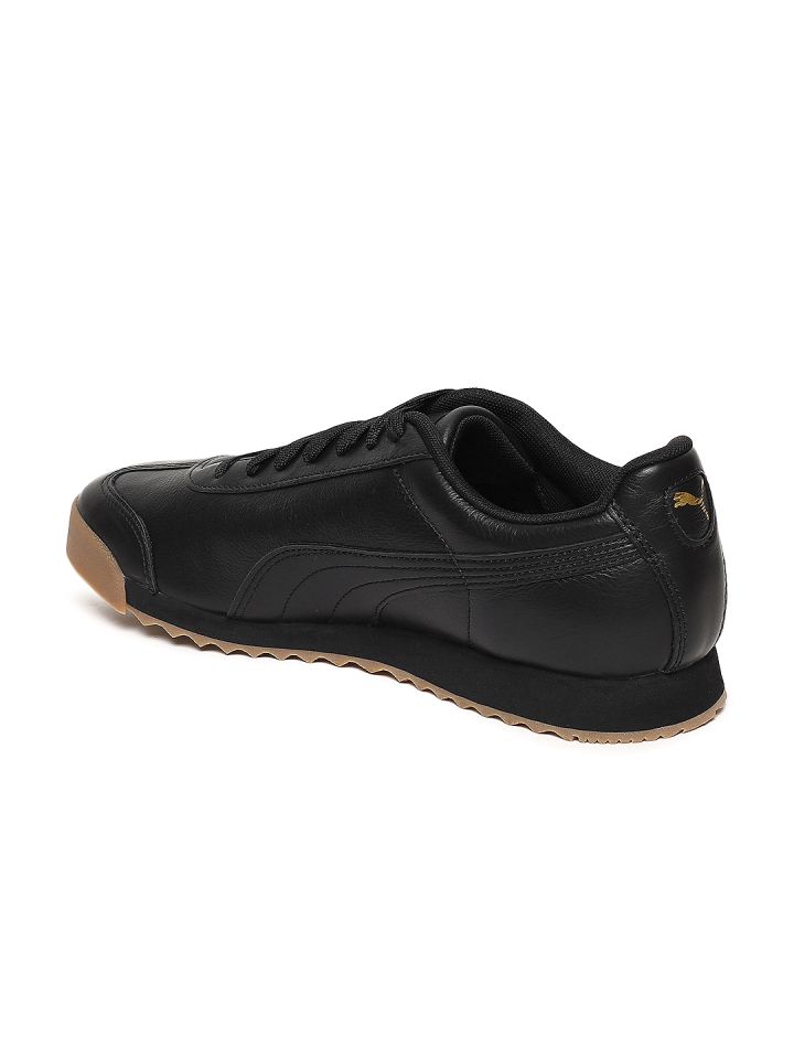 Buy Puma Unisex Black Roma Classic Gum Leather Sneakers Casual