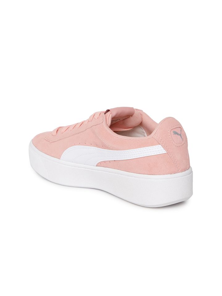 Puma Women Peach Coloured Vikky Stacked SD Suede Sneakers