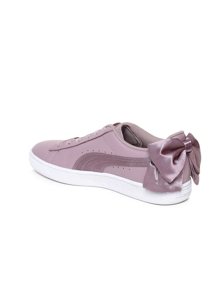 Puma Women Purple Basket Bow Satin Suede Sneakers