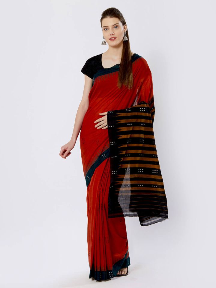 Red Ikkat Sambalpuri Silk Saree | D890802168 – Priyadarshini Handloom