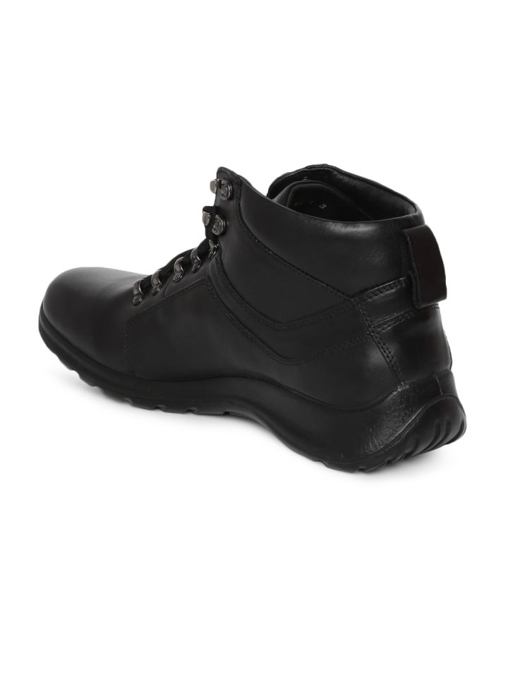 Woodland Men Black Solid Nubuck Mid Top Sneakers