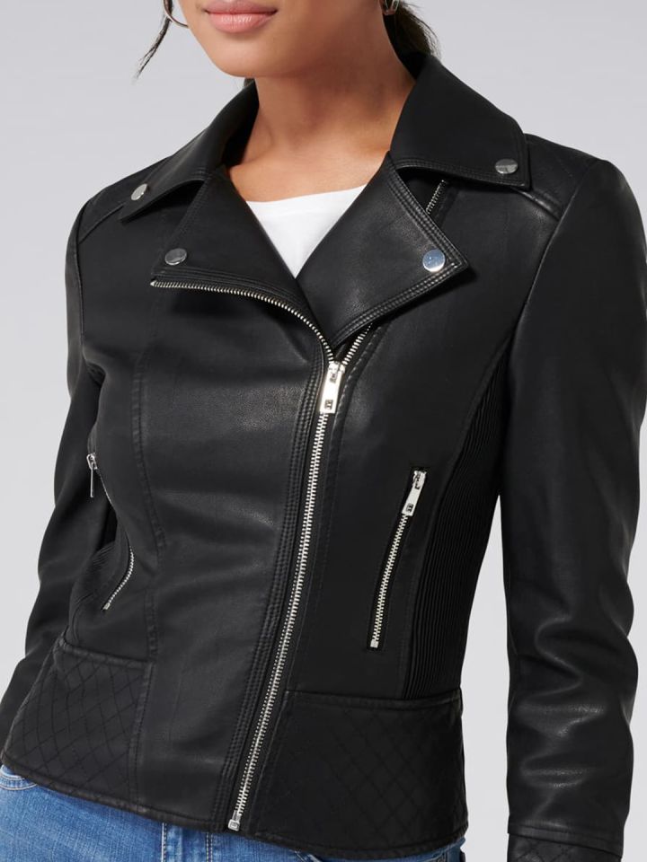 Forever New Women Black Solid Biker Jacket