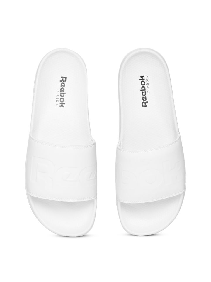 reebok sliders white