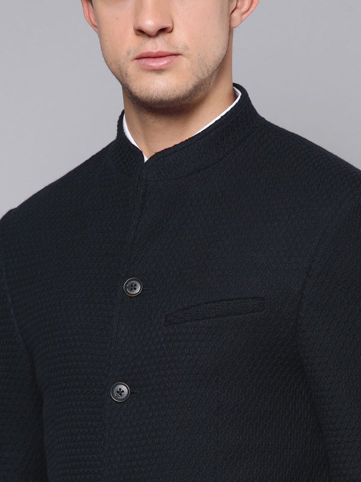 Buy Blackberrys Men Navy Self Design Slim Fit Smart Casual