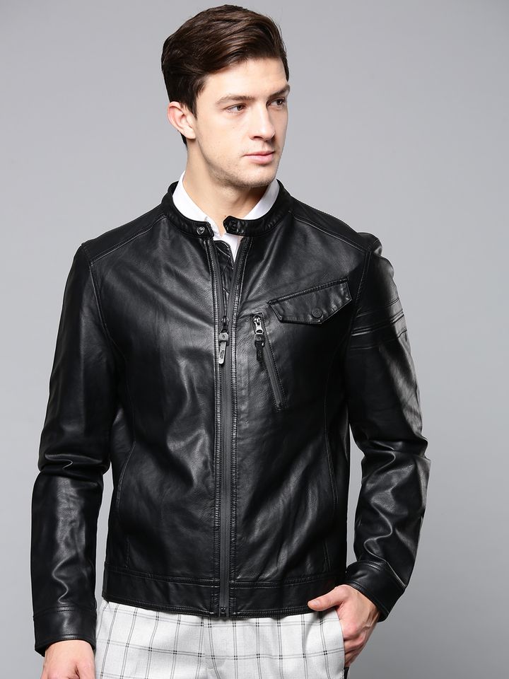 Buy Blackberrys Men Black Solid Biker Jacket Jackets For Men 8507075 Myntra Shop for black leather jackets in india buy latest range of black leather jackets at myntra free shipping cod easy returns and exchanges. blackberrys men black solid biker jacket