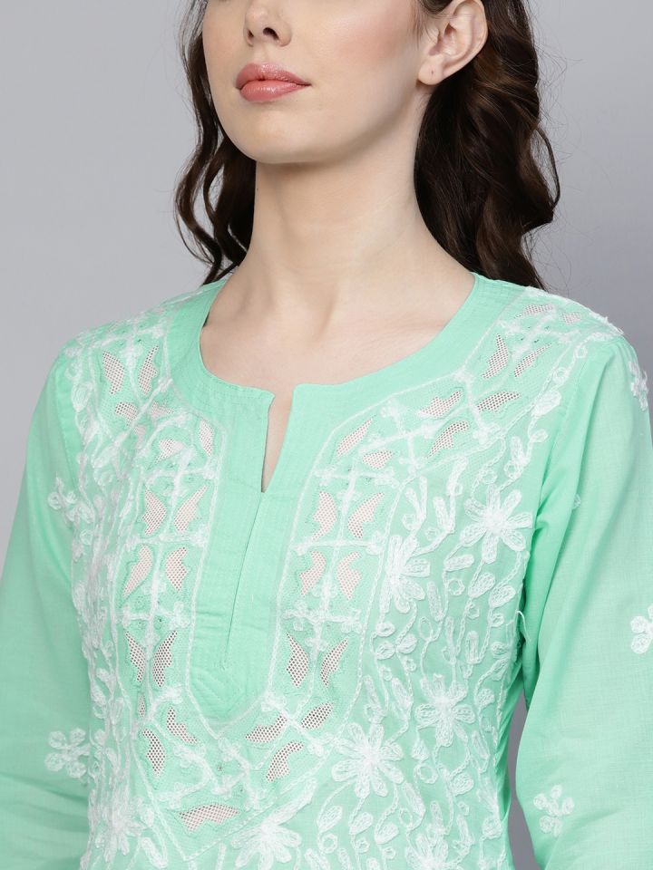 myntra chikankari kurtas