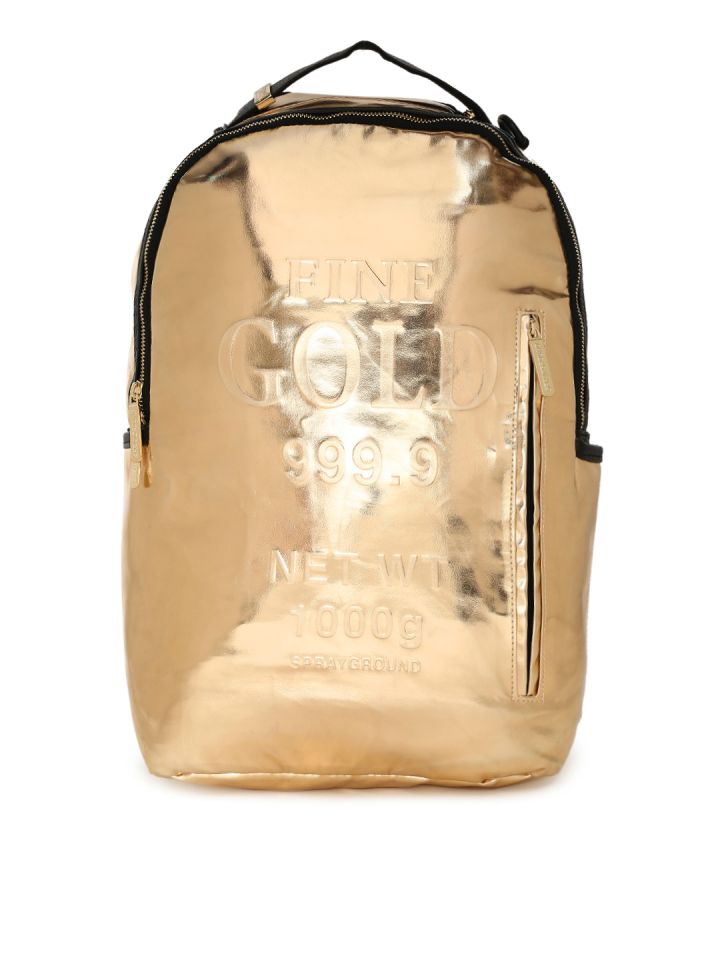 Buy SPRAY GROUND Unisex Gold Toned Solid Backpack Backpacks for