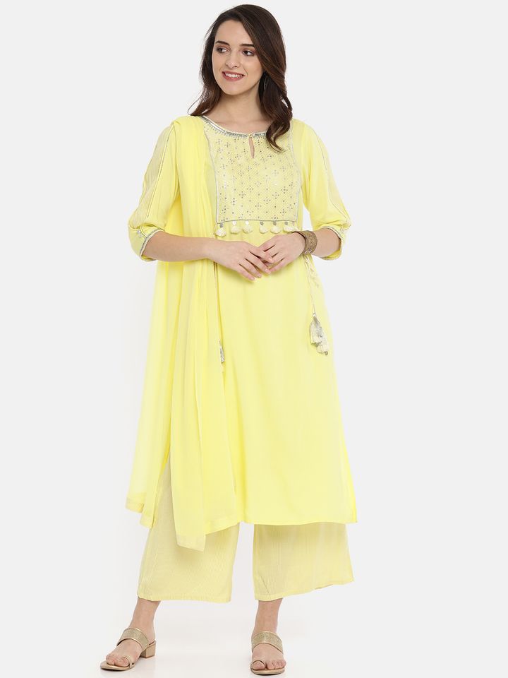Aurelia yellow kurta set clearance