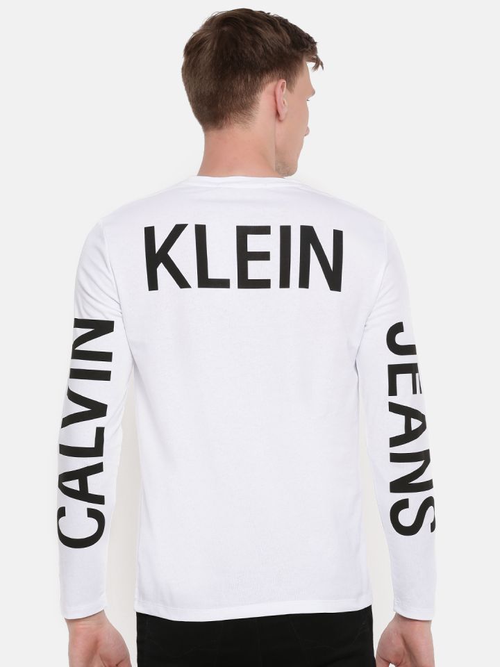 Buy Calvin Klein Jeans Men White & Black Printed Round Neck T