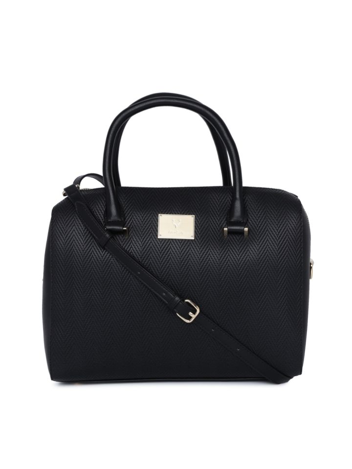 Allen Solly Black Solid Handheld Bag