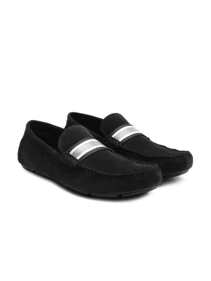 calvin klein black suede loafers