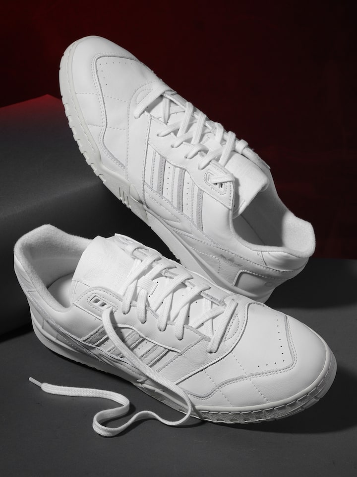 adidas leather white trainers