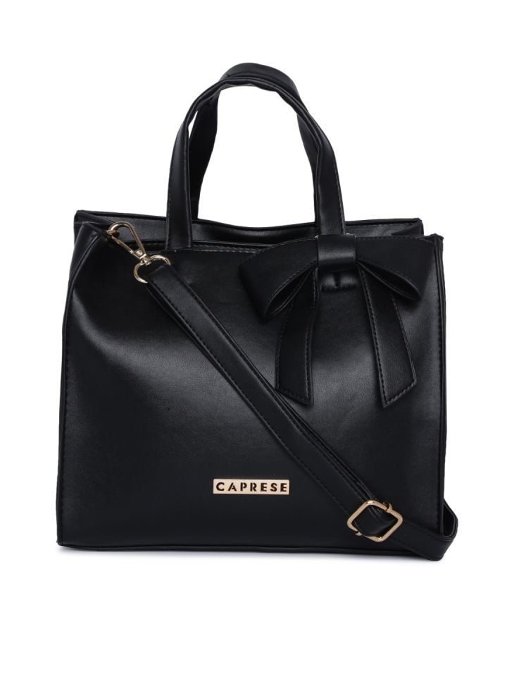 Caprese Black Solid Handheld Bag