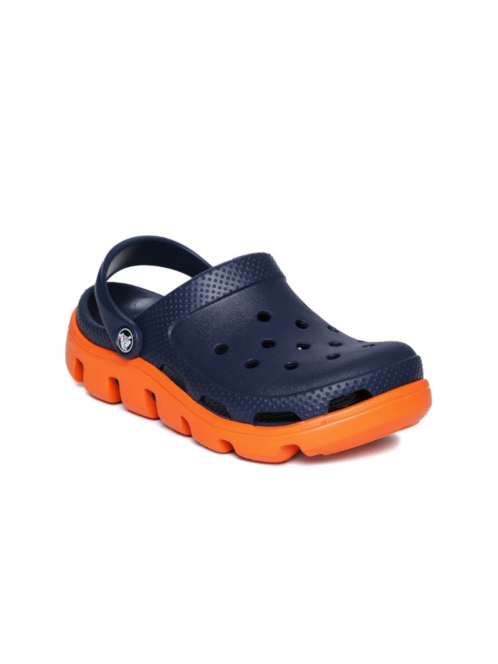 blue and orange crocs