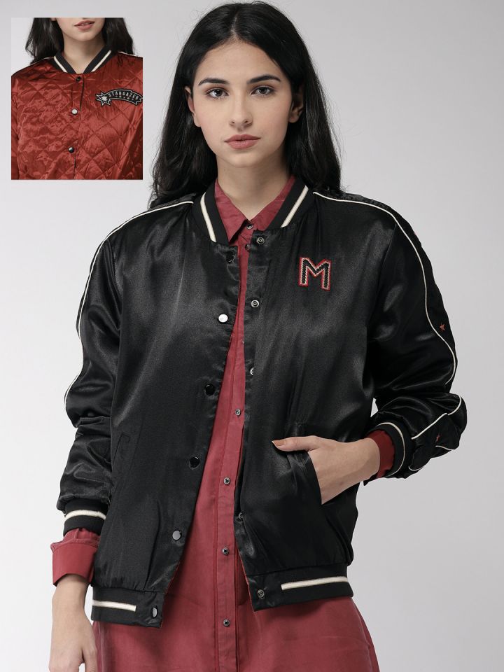 Scotch Soda Women Red Black Solid Reversible Varsity Soda Women Red Black Solid Reversible