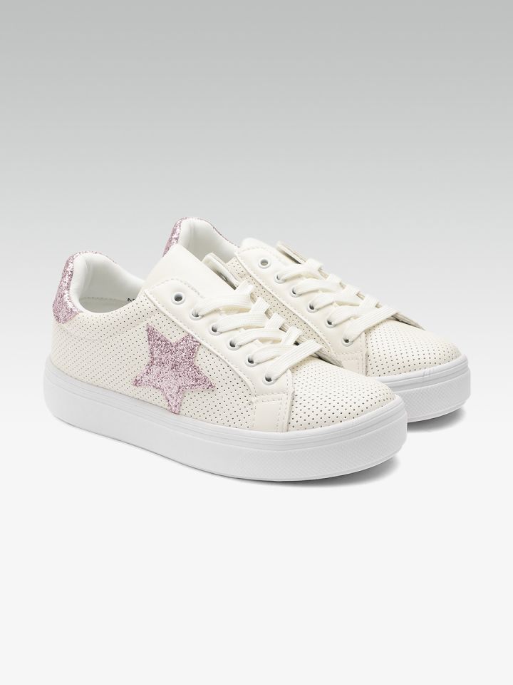 Buy ELLE Women Off White Textured Sneakers Casual Shoes for