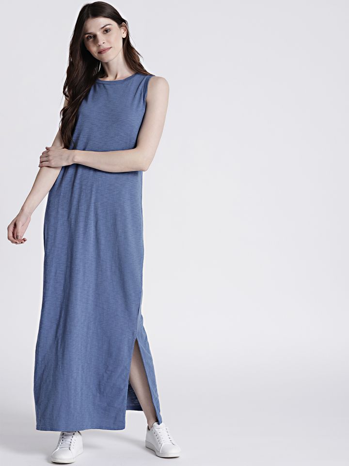 women's blue maxi dress